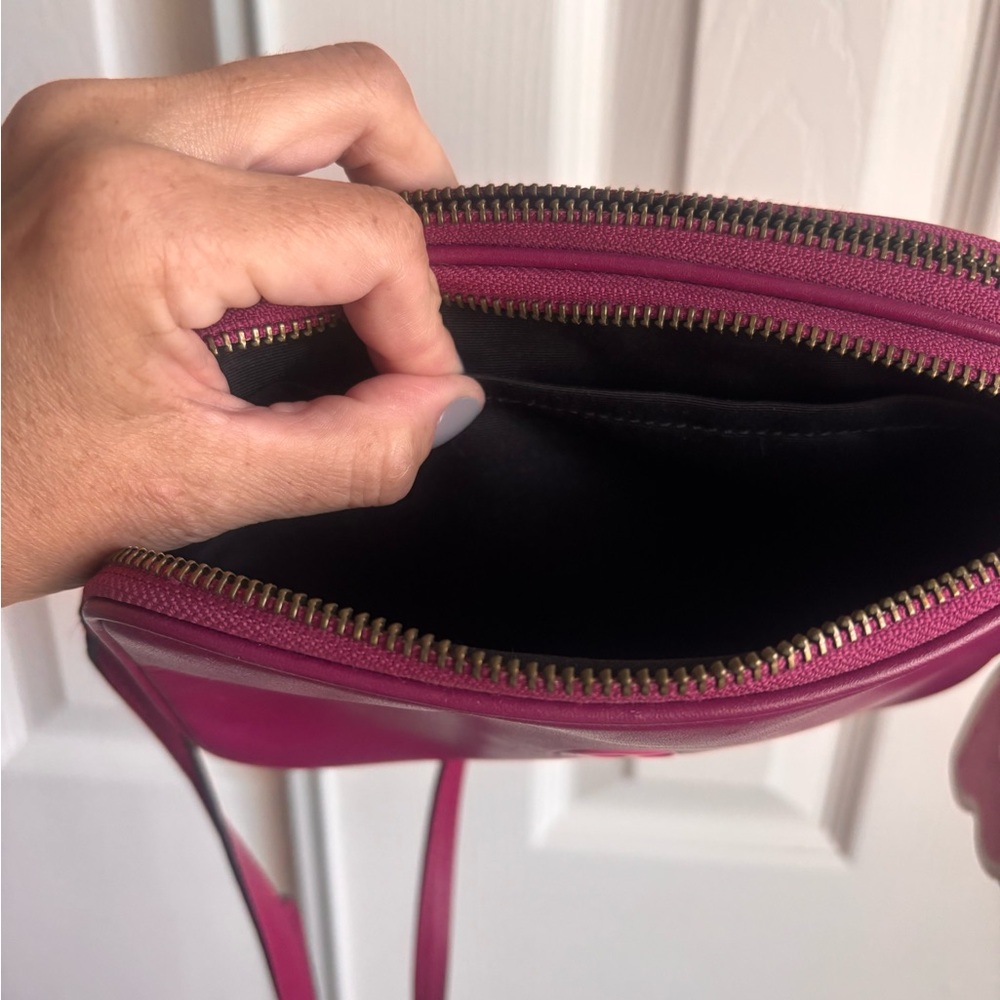 Coach Magenta Leather Pouch with Ghost Charm - Picture 3 of 3